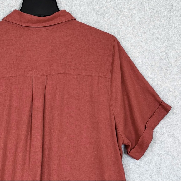 Old Navy Shirt Dress 3X Orange Linen Blend Button Up Beachy Boho Lagenlook NWT - Picture 9 of 15